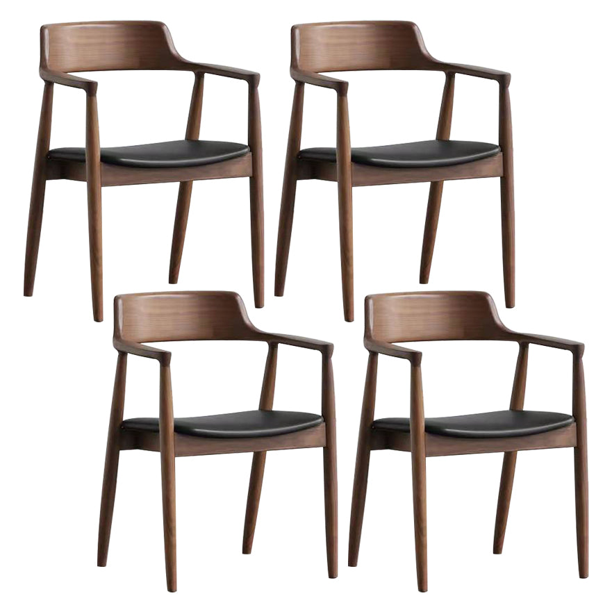 Contemporary Dining Chair 20'' Wide Open Arm Chair with 4 Wood Legs for Home Use Walnut Faux Leather 4 Piece Set Clearhalo ' kitchen&dining_furn' 'Dining Chairs' 'Dining Tables & Seating' 'dining_chair' 'furn' 'furn_dining_chair' 'Furniture' 'furniture_dining_chair' 'Kitchen & Dining Furniture' 'kitchen' 3484763