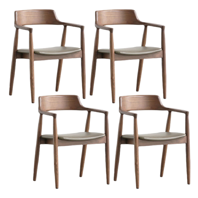 Contemporary Dining Chair 20'' Wide Open Arm Chair with 4 Wood Legs for Home Use Walnut Leather 4 Piece Set Clearhalo ' kitchen&dining_furn' 'Dining Chairs' 'Dining Tables & Seating' 'dining_chair' 'furn' 'furn_dining_chair' 'Furniture' 'furniture_dining_chair' 'Kitchen & Dining Furniture' 'kitchen' 3484765