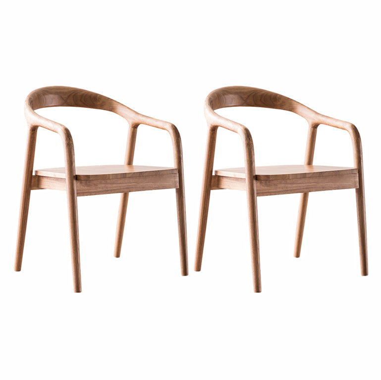 Contemporary Solid Wood Dining Room Chair Open Back Dining Side Chair with Armrest Natural Brown 2 Piece Set Clearhalo ' kitchen&dining_furn' 'Dining Chairs' 'Dining Tables & Seating' 'dining_chair' 'furn' 'furn_dining_chair' 'Furniture' 'furniture_dining_chair' 'Kitchen & Dining Furniture' 'kitchen' 3484779