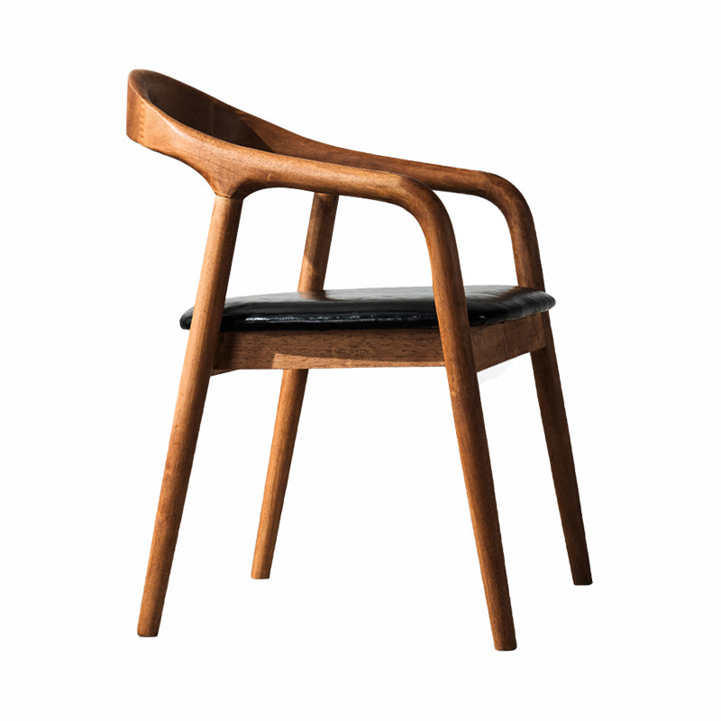 Contemporary Solid Wood Dining Room Chair Open Back Dining Side Chair with Armrest Walnut Black 1 Piece Clearhalo ' kitchen&dining_furn' 'Dining Chairs' 'Dining Tables & Seating' 'dining_chair' 'furn' 'furn_dining_chair' 'Furniture' 'furniture_dining_chair' 'Kitchen & Dining Furniture' 'kitchen' 3484782