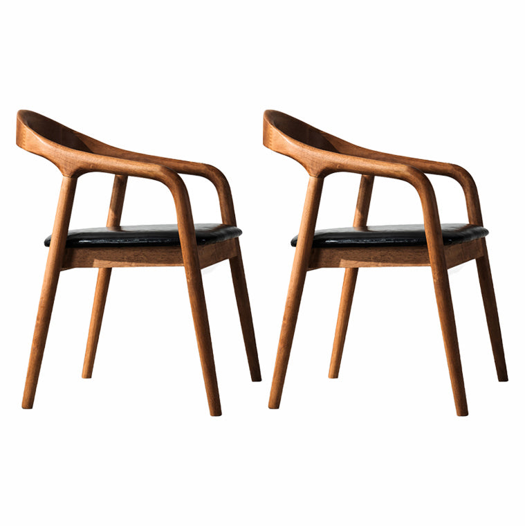 Contemporary Solid Wood Dining Room Chair Open Back Dining Side Chair with Armrest Walnut Black 2 Piece Set Clearhalo ' kitchen&dining_furn' 'Dining Chairs' 'Dining Tables & Seating' 'dining_chair' 'furn' 'furn_dining_chair' 'Furniture' 'furniture_dining_chair' 'Kitchen & Dining Furniture' 'kitchen' 3484784