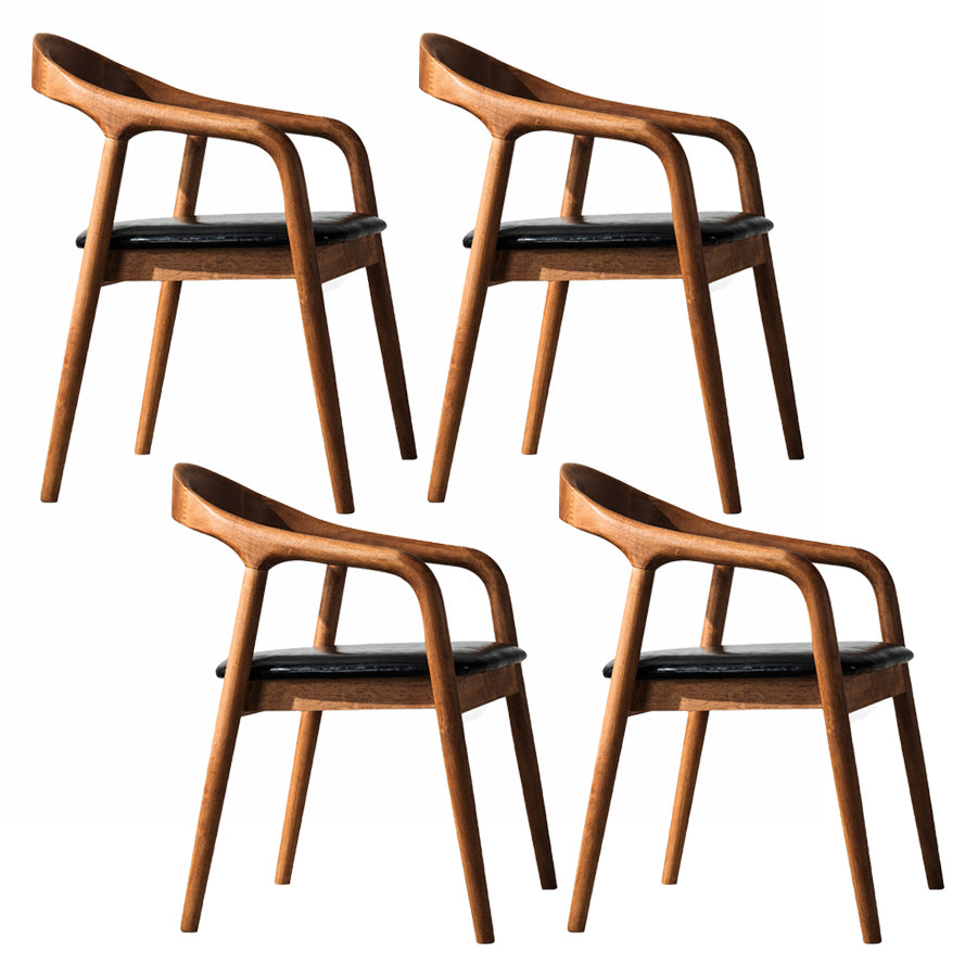 Contemporary Solid Wood Dining Room Chair Open Back Dining Side Chair with Armrest Walnut Black 4 Piece Set Clearhalo ' kitchen&dining_furn' 'Dining Chairs' 'Dining Tables & Seating' 'dining_chair' 'furn' 'furn_dining_chair' 'Furniture' 'furniture_dining_chair' 'Kitchen & Dining Furniture' 'kitchen' 3484786