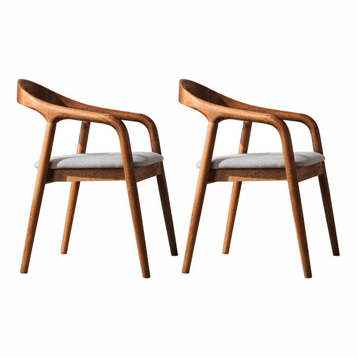 Contemporary Solid Wood Dining Room Chair Open Back Dining Side Chair with Armrest Walnut Gray 2 Piece Set Clearhalo ' kitchen&dining_furn' 'Dining Chairs' 'Dining Tables & Seating' 'dining_chair' 'furn' 'furn_dining_chair' 'Furniture' 'furniture_dining_chair' 'Kitchen & Dining Furniture' 'kitchen' 3484791