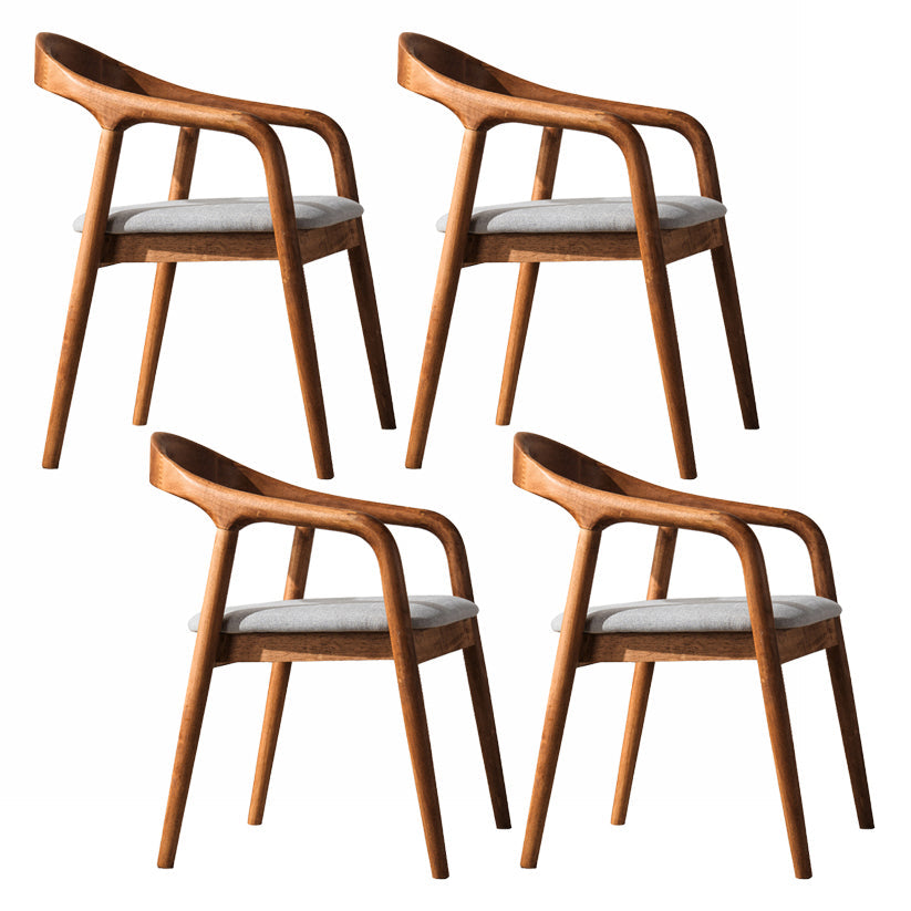 Contemporary Solid Wood Dining Room Chair Open Back Dining Side Chair with Armrest Walnut Gray 4 Piece Set Clearhalo ' kitchen&dining_furn' 'Dining Chairs' 'Dining Tables & Seating' 'dining_chair' 'furn' 'furn_dining_chair' 'Furniture' 'furniture_dining_chair' 'Kitchen & Dining Furniture' 'kitchen' 3484793