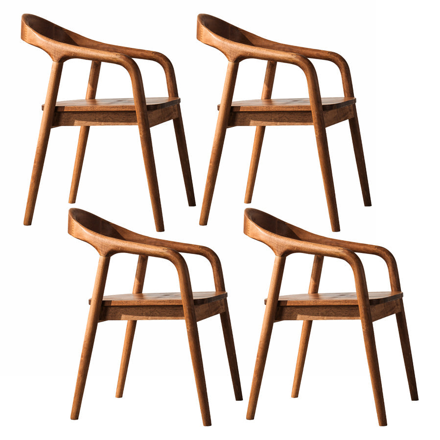 Contemporary Solid Wood Dining Room Chair Open Back Dining Side Chair with Armrest Walnut Brown 4 Piece Set Clearhalo ' kitchen&dining_furn' 'Dining Chairs' 'Dining Tables & Seating' 'dining_chair' 'furn' 'furn_dining_chair' 'Furniture' 'furniture_dining_chair' 'Kitchen & Dining Furniture' 'kitchen' 3484796
