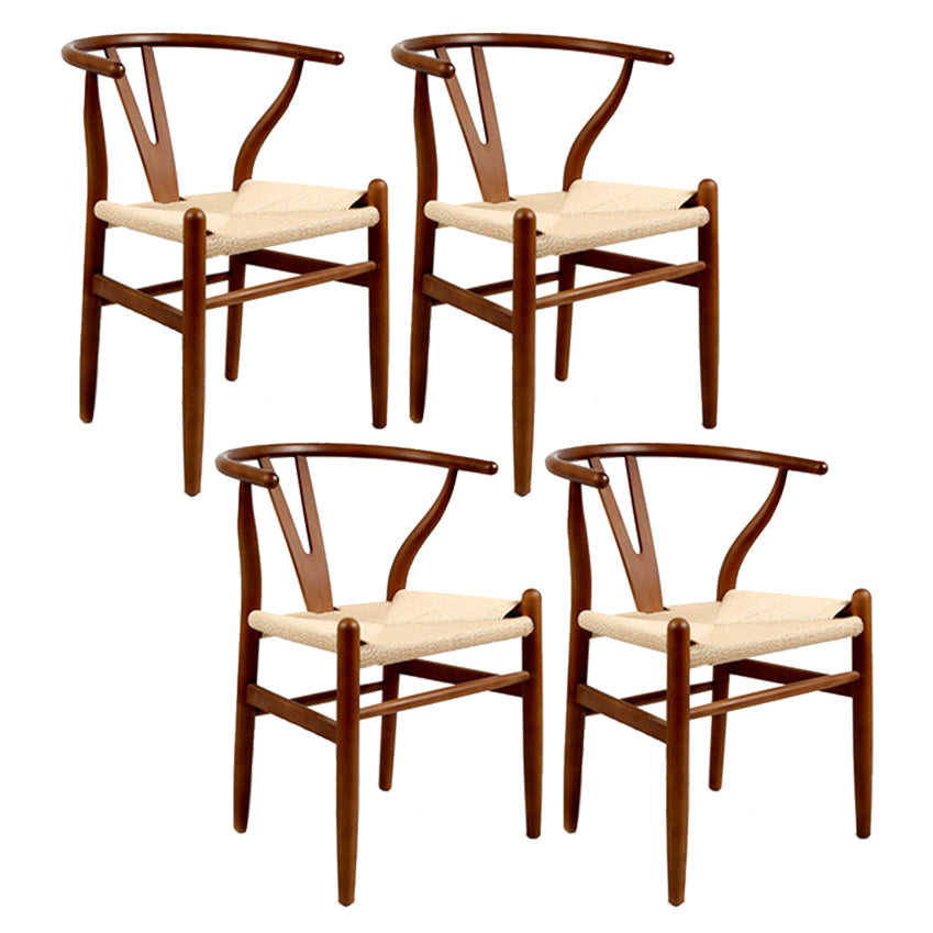 Glam Style Wood Dining Side Chair Armless Dining Chairs for Dining Room Off-White 4 Piece Set Brown Clearhalo ' kitchen&dining_furn' 'Dining Chairs' 'Dining Tables & Seating' 'dining_chair' 'furn' 'furn_dining_chair' 'Furniture' 'furniture_dining_chair' 'Kitchen & Dining Furniture' 'kitchen' 3484827