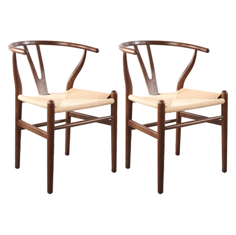 Glam Style Wood Dining Side Chair Armless Dining Chairs for Dining Room Off-White 2 Piece Set Walnut Clearhalo ' kitchen&dining_furn' 'Dining Chairs' 'Dining Tables & Seating' 'dining_chair' 'furn' 'furn_dining_chair' 'Furniture' 'furniture_dining_chair' 'Kitchen & Dining Furniture' 'kitchen' 3484829
