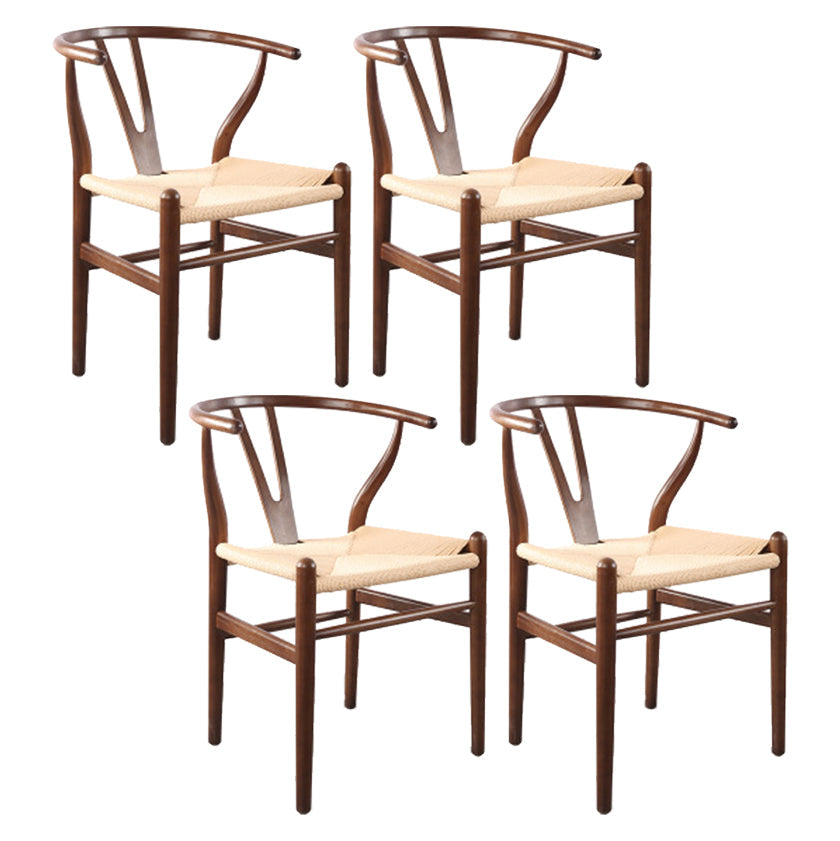 Glam Style Wood Dining Side Chair Armless Dining Chairs for Dining Room Off-White 4 Piece Set Walnut Clearhalo ' kitchen&dining_furn' 'Dining Chairs' 'Dining Tables & Seating' 'dining_chair' 'furn' 'furn_dining_chair' 'Furniture' 'furniture_dining_chair' 'Kitchen & Dining Furniture' 'kitchen' 3484830