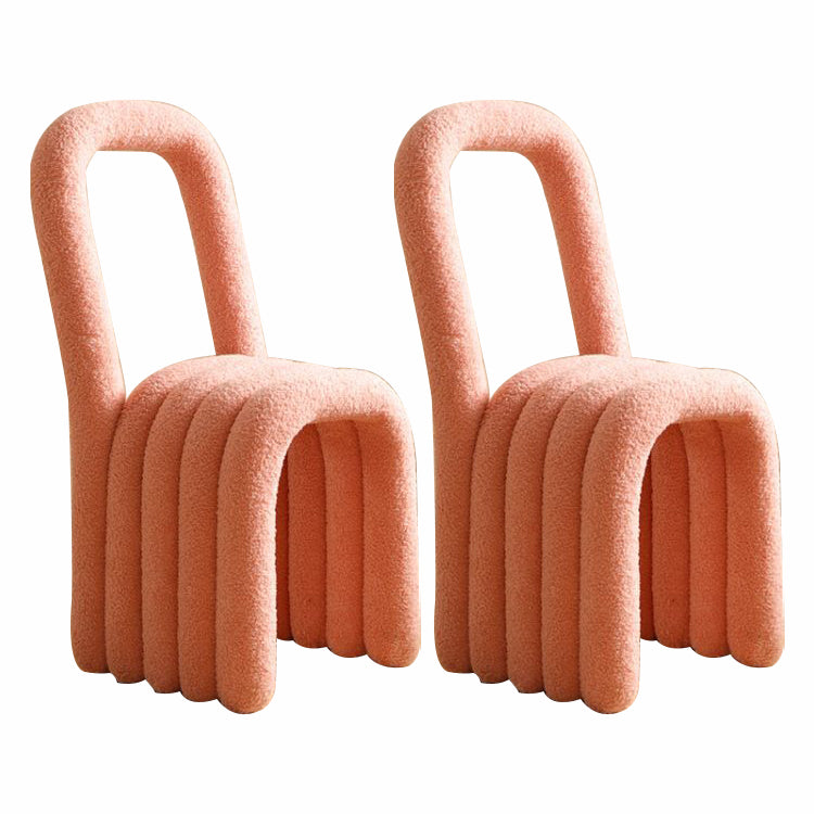 Modern Style Living room Flannel Side Chair Colorful Open Back Dining Chair Pink 2 Piece Set Clearhalo ' kitchen&dining_furn' 'Dining Chairs' 'Dining Tables & Seating' 'dining_chair' 'furn' 'furn_dining_chair' 'Furniture' 'furniture_dining_chair' 'Kitchen & Dining Furniture' 'kitchen' 3484840