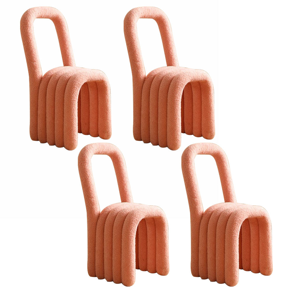 Modern Style Living room Flannel Side Chair Colorful Open Back Dining Chair Pink 4 Piece Set Clearhalo ' kitchen&dining_furn' 'Dining Chairs' 'Dining Tables & Seating' 'dining_chair' 'furn' 'furn_dining_chair' 'Furniture' 'furniture_dining_chair' 'Kitchen & Dining Furniture' 'kitchen' 3484842