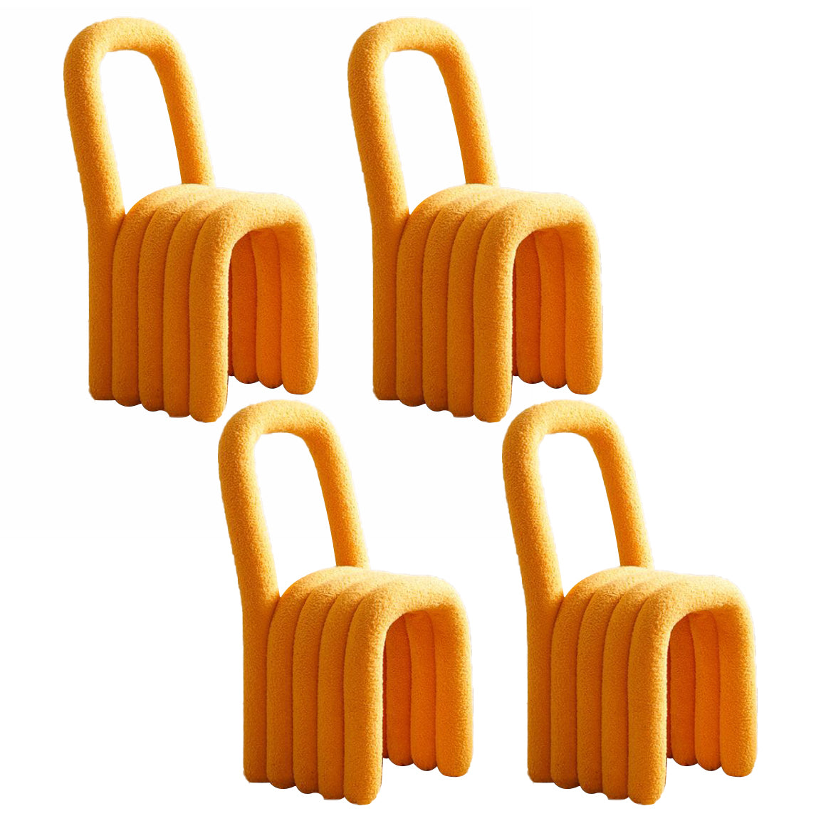 Modern Style Living room Flannel Side Chair Colorful Open Back Dining Chair Yellow 4 Piece Set Clearhalo ' kitchen&dining_furn' 'Dining Chairs' 'Dining Tables & Seating' 'dining_chair' 'furn' 'furn_dining_chair' 'Furniture' 'furniture_dining_chair' 'Kitchen & Dining Furniture' 'kitchen' 3484847