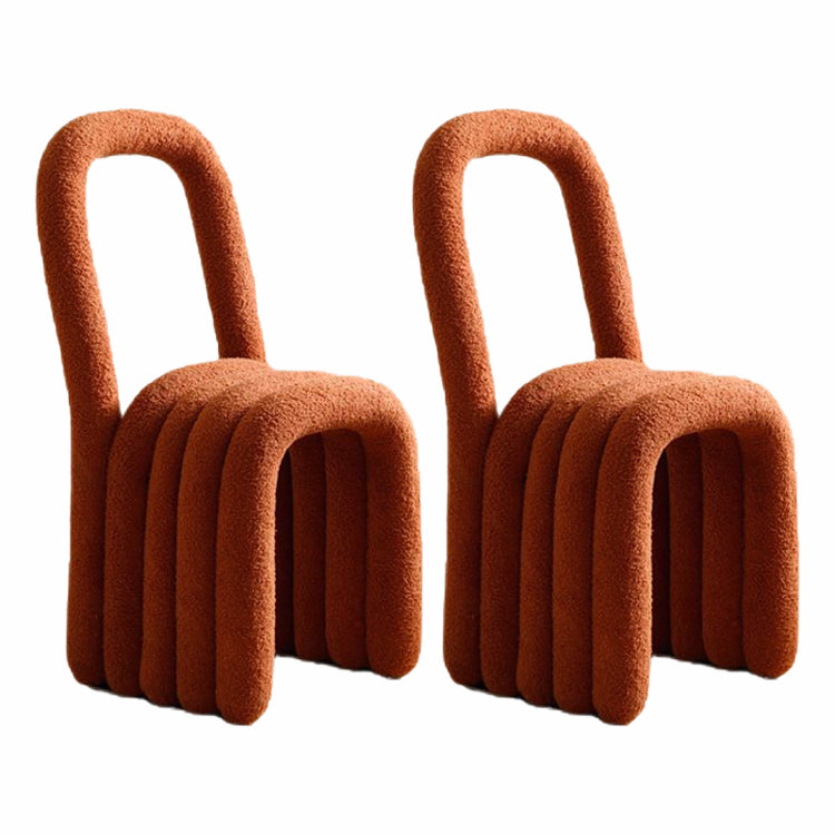 Modern Style Living room Flannel Side Chair Colorful Open Back Dining Chair Brown 2 Piece Set Clearhalo ' kitchen&dining_furn' 'Dining Chairs' 'Dining Tables & Seating' 'dining_chair' 'furn' 'furn_dining_chair' 'Furniture' 'furniture_dining_chair' 'Kitchen & Dining Furniture' 'kitchen' 3484851