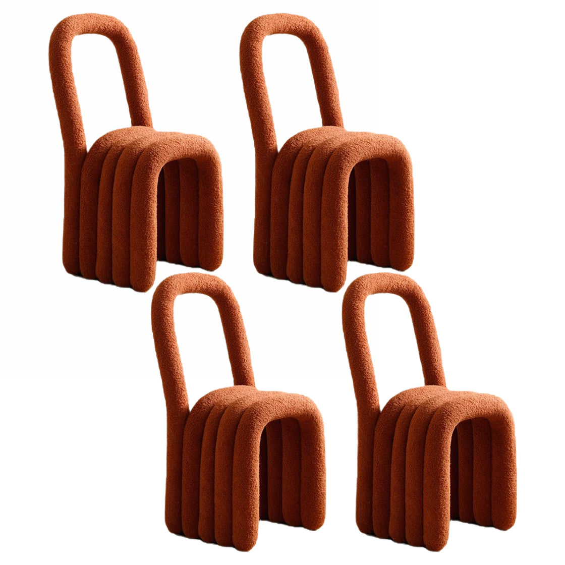 Modern Style Living room Flannel Side Chair Colorful Open Back Dining Chair Brown 4 Piece Set Clearhalo ' kitchen&dining_furn' 'Dining Chairs' 'Dining Tables & Seating' 'dining_chair' 'furn' 'furn_dining_chair' 'Furniture' 'furniture_dining_chair' 'Kitchen & Dining Furniture' 'kitchen' 3484853