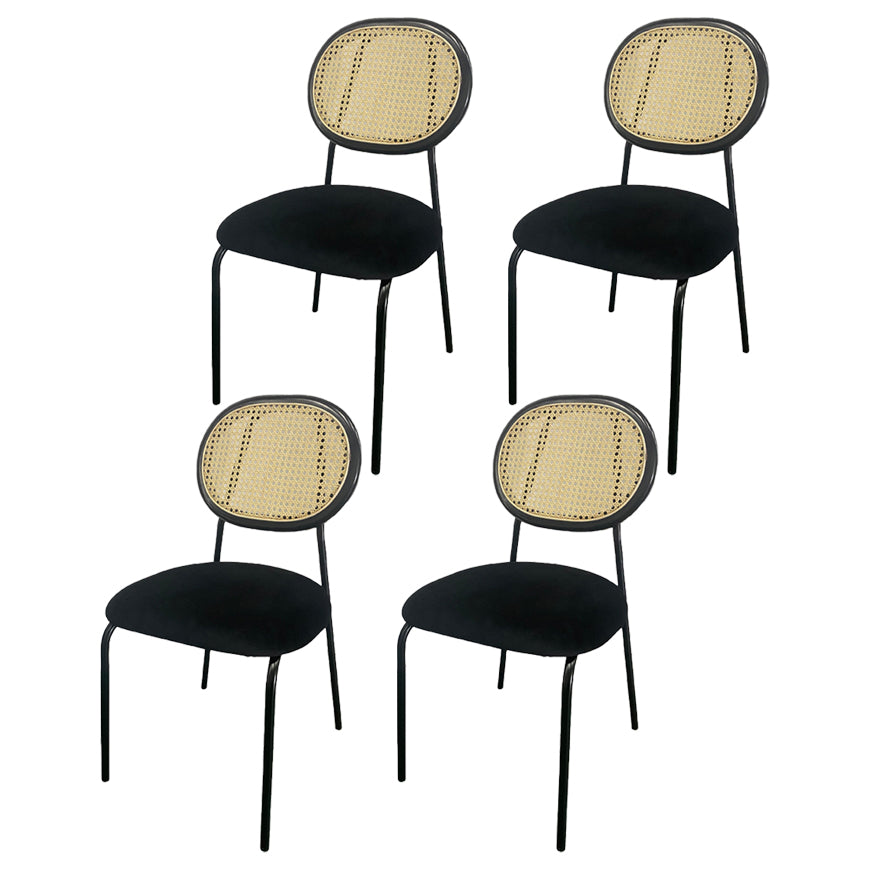 Contemporary Style Metal Chair Set Open Back Dining Room Kitchen Chairs Black 4 Piece Set Clearhalo ' kitchen&dining_furn' 'Dining Chairs' 'Dining Tables & Seating' 'dining_chair' 'furn' 'furn_dining_chair' 'Furniture' 'furniture_dining_chair' 'Kitchen & Dining Furniture' 'kitchen' 3484859