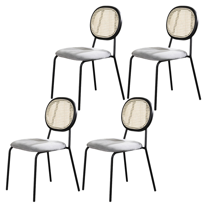 Contemporary Style Metal Chair Set Open Back Dining Room Kitchen Chairs Grey 4 Piece Set Clearhalo ' kitchen&dining_furn' 'Dining Chairs' 'Dining Tables & Seating' 'dining_chair' 'furn' 'furn_dining_chair' 'Furniture' 'furniture_dining_chair' 'Kitchen & Dining Furniture' 'kitchen' 3484865