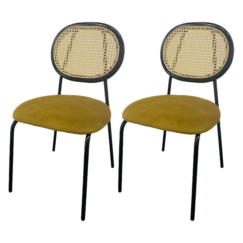 Contemporary Style Metal Chair Set Open Back Dining Room Kitchen Chairs Yellow 2 Piece Set Clearhalo ' kitchen&dining_furn' 'Dining Chairs' 'Dining Tables & Seating' 'dining_chair' 'furn' 'furn_dining_chair' 'Furniture' 'furniture_dining_chair' 'Kitchen & Dining Furniture' 'kitchen' 3484870