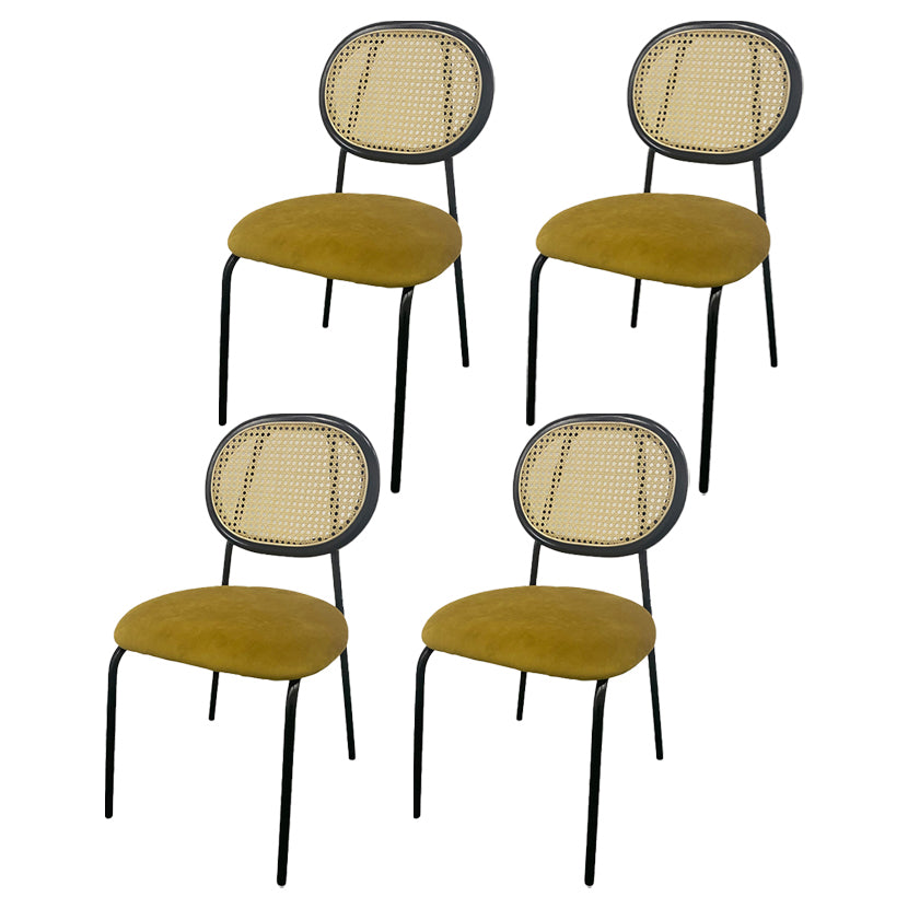 Contemporary Style Metal Chair Set Open Back Dining Room Kitchen Chairs Yellow 4 Piece Set Clearhalo ' kitchen&dining_furn' 'Dining Chairs' 'Dining Tables & Seating' 'dining_chair' 'furn' 'furn_dining_chair' 'Furniture' 'furniture_dining_chair' 'Kitchen & Dining Furniture' 'kitchen' 3484872
