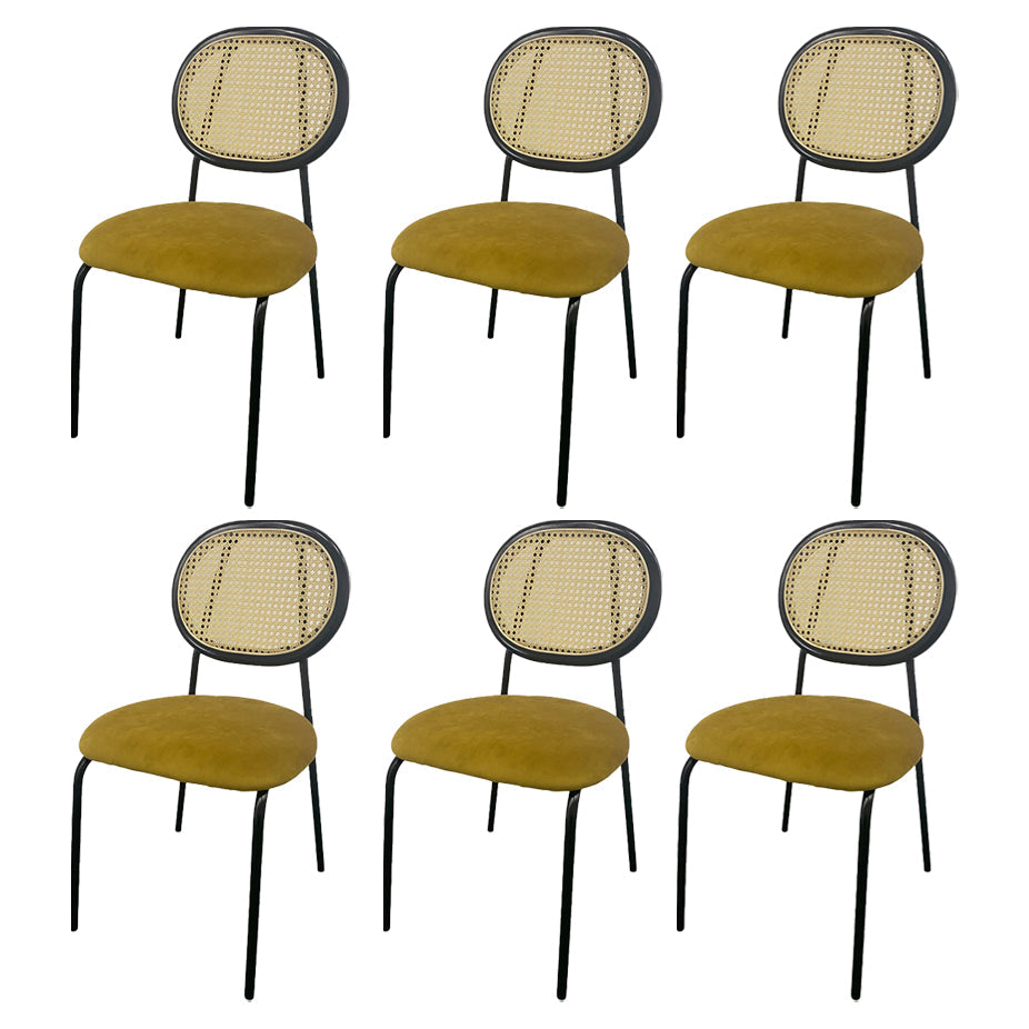 Contemporary Style Metal Chair Set Open Back Dining Room Kitchen Chairs Yellow 6 Piece Set Clearhalo ' kitchen&dining_furn' 'Dining Chairs' 'Dining Tables & Seating' 'dining_chair' 'furn' 'furn_dining_chair' 'Furniture' 'furniture_dining_chair' 'Kitchen & Dining Furniture' 'kitchen' 3484873