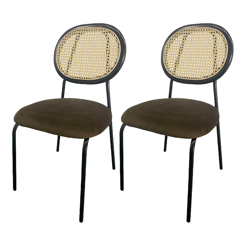 Contemporary Style Metal Chair Set Open Back Dining Room Kitchen Chairs Brown 2 Piece Set Clearhalo ' kitchen&dining_furn' 'Dining Chairs' 'Dining Tables & Seating' 'dining_chair' 'furn' 'furn_dining_chair' 'Furniture' 'furniture_dining_chair' 'Kitchen & Dining Furniture' 'kitchen' 3484875