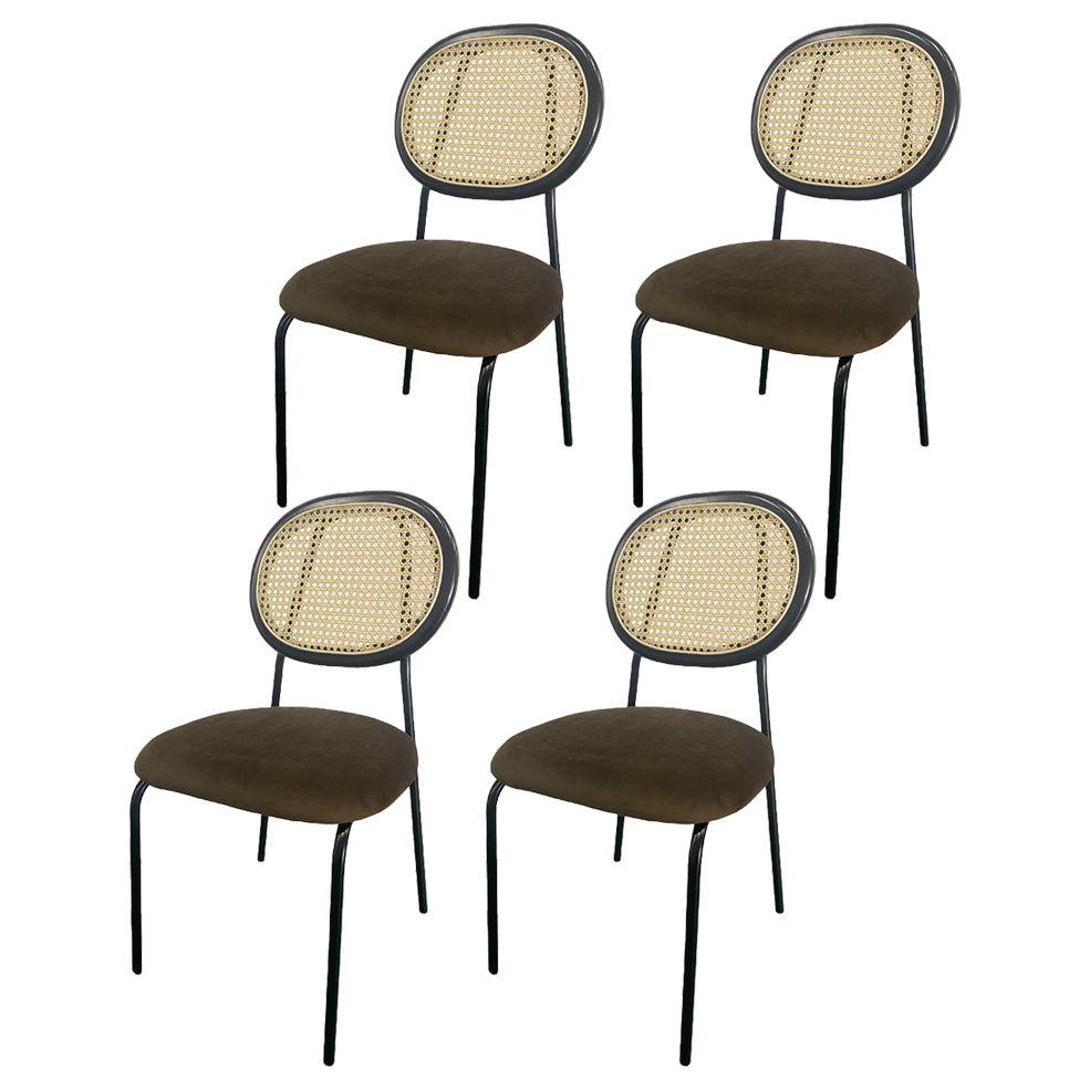 Contemporary Style Metal Chair Set Open Back Dining Room Kitchen Chairs Brown 4 Piece Set Clearhalo ' kitchen&dining_furn' 'Dining Chairs' 'Dining Tables & Seating' 'dining_chair' 'furn' 'furn_dining_chair' 'Furniture' 'furniture_dining_chair' 'Kitchen & Dining Furniture' 'kitchen' 3484877