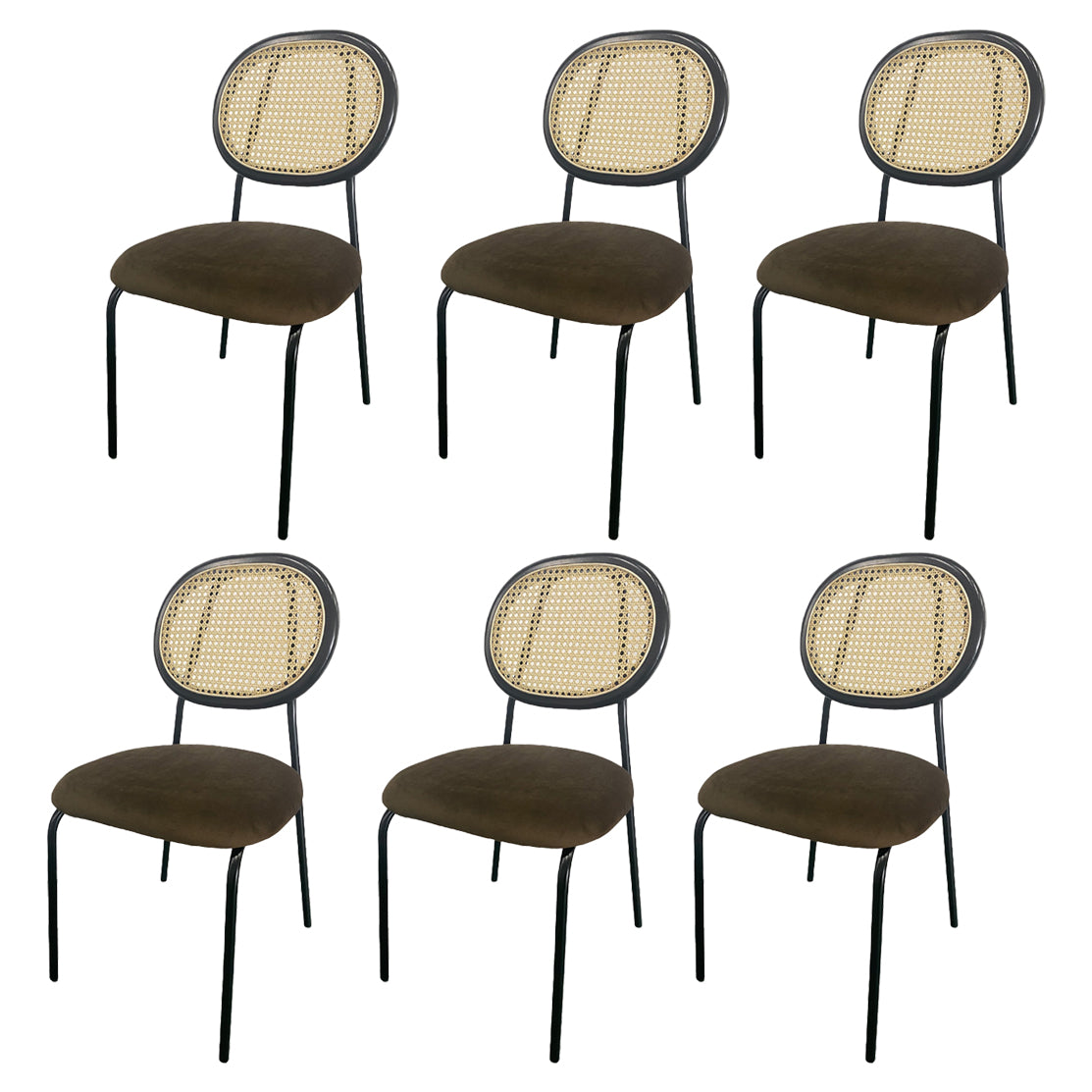 Contemporary Style Metal Chair Set Open Back Dining Room Kitchen Chairs Brown 6 Piece Set Clearhalo ' kitchen&dining_furn' 'Dining Chairs' 'Dining Tables & Seating' 'dining_chair' 'furn' 'furn_dining_chair' 'Furniture' 'furniture_dining_chair' 'Kitchen & Dining Furniture' 'kitchen' 3484879