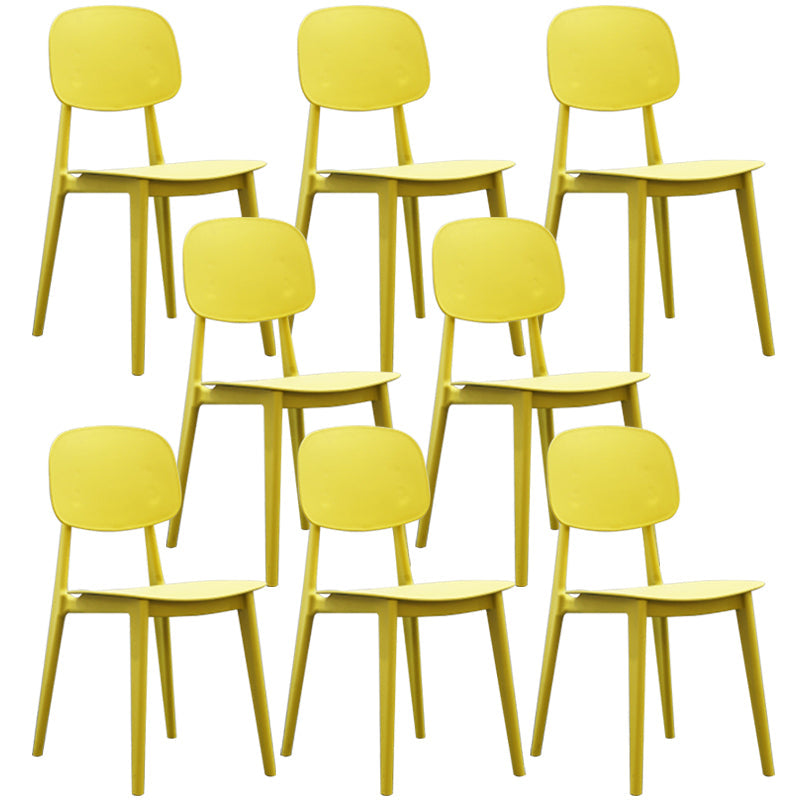 Nordic Plastic Open Back Dining Side Chair 32"H Dining Chair for Restaurant Yellow 8 Piece Set Clearhalo ' kitchen&dining_furn' 'Dining Chairs' 'Dining Tables & Seating' 'dining_chair' 'furn' 'furn_dining_chair' 'Furniture' 'furniture_dining_chair' 'Kitchen & Dining Furniture' 'kitchen' 3484909