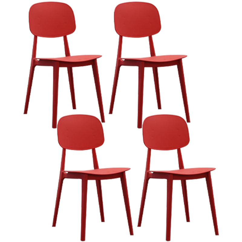 Nordic Plastic Open Back Dining Side Chair 32"H Dining Chair for Restaurant Red 4 Piece Set Clearhalo ' kitchen&dining_furn' 'Dining Chairs' 'Dining Tables & Seating' 'dining_chair' 'furn' 'furn_dining_chair' 'Furniture' 'furniture_dining_chair' 'Kitchen & Dining Furniture' 'kitchen' 3484912