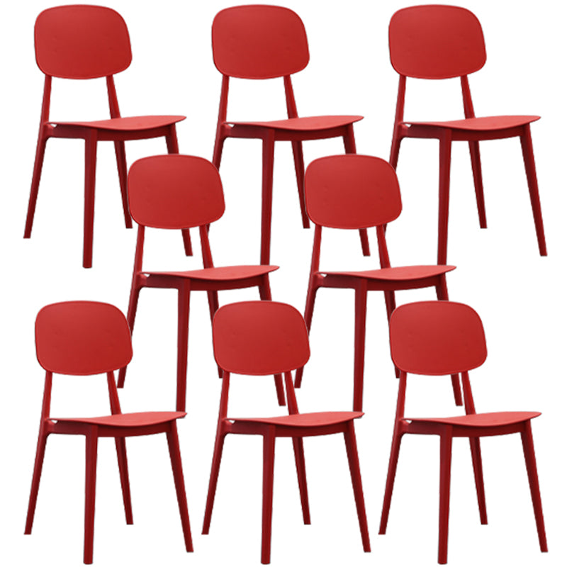 Nordic Plastic Open Back Dining Side Chair 32"H Dining Chair for Restaurant Red 8 Piece Set Clearhalo ' kitchen&dining_furn' 'Dining Chairs' 'Dining Tables & Seating' 'dining_chair' 'furn' 'furn_dining_chair' 'Furniture' 'furniture_dining_chair' 'Kitchen & Dining Furniture' 'kitchen' 3484913