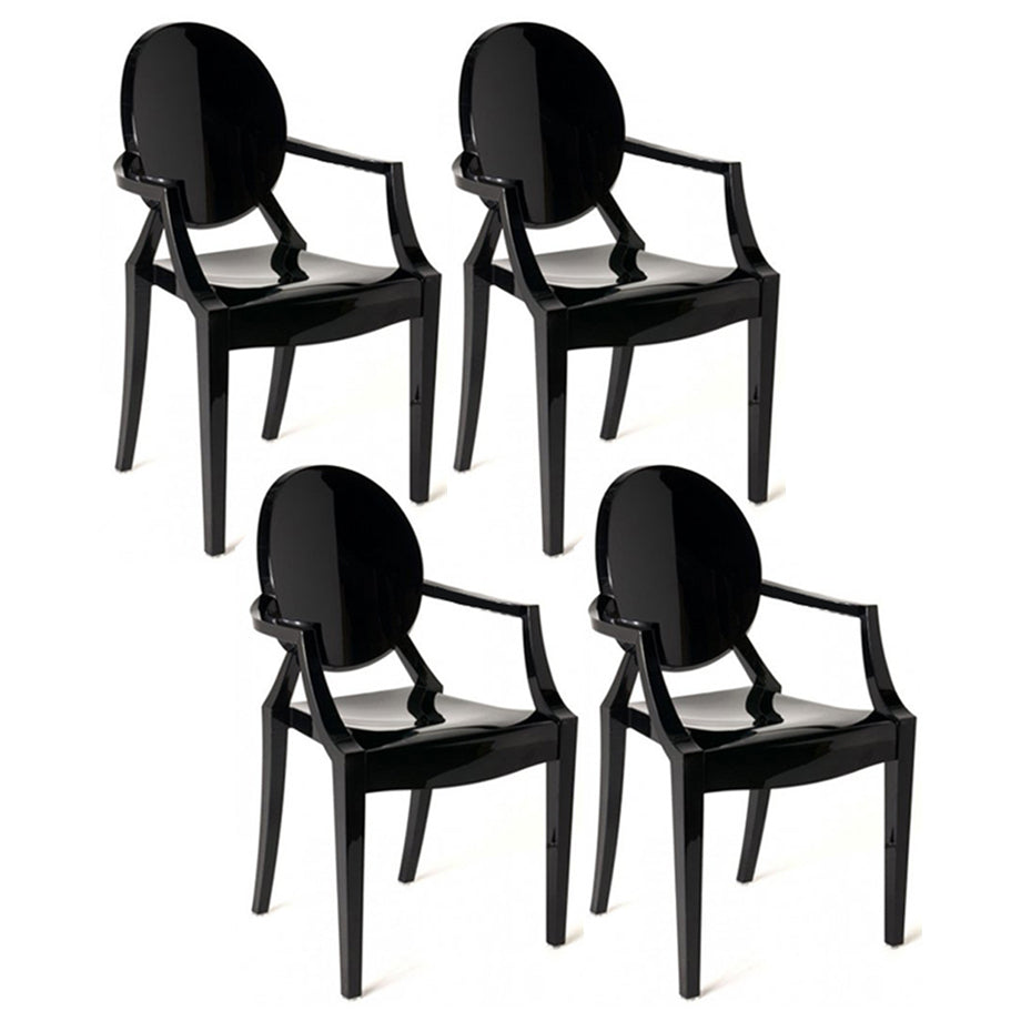 Contemporary Plastic Indoor Open Back Dining Side Chair of 21'' Wide Dining Chair Black 4 Piece Set Clearhalo ' kitchen&dining_furn' 'Dining Chairs' 'Dining Tables & Seating' 'dining_chair' 'furn' 'furn_dining_chair' 'Furniture' 'furniture_dining_chair' 'Kitchen & Dining Furniture' 'kitchen' 3484921
