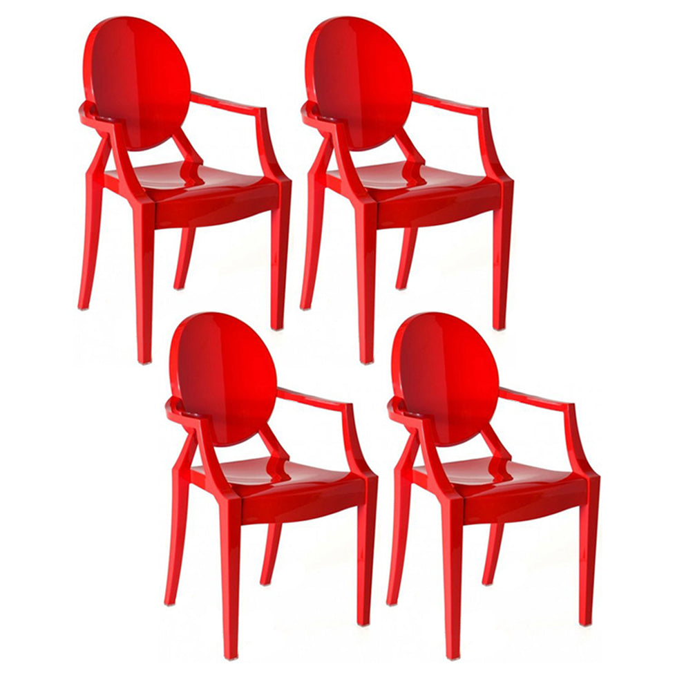 Contemporary Plastic Indoor Open Back Dining Side Chair of 21'' Wide Dining Chair Red 4 Piece Set Clearhalo ' kitchen&dining_furn' 'Dining Chairs' 'Dining Tables & Seating' 'dining_chair' 'furn' 'furn_dining_chair' 'Furniture' 'furniture_dining_chair' 'Kitchen & Dining Furniture' 'kitchen' 3484940
