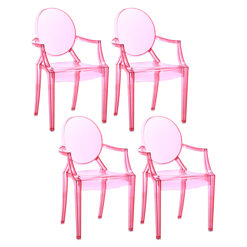 Contemporary Plastic Indoor Open Back Dining Side Chair of 21'' Wide Dining Chair Pink 4 Piece Set Clearhalo ' kitchen&dining_furn' 'Dining Chairs' 'Dining Tables & Seating' 'dining_chair' 'furn' 'furn_dining_chair' 'Furniture' 'furniture_dining_chair' 'Kitchen & Dining Furniture' 'kitchen' 3484943