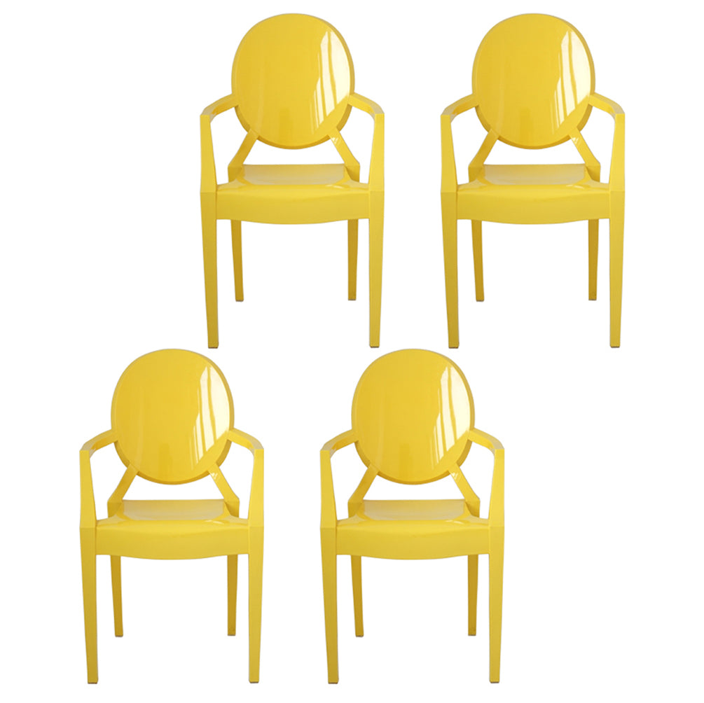 Contemporary Plastic Indoor Open Back Dining Side Chair of 21'' Wide Dining Chair Yellow 4 Piece Set Clearhalo ' kitchen&dining_furn' 'Dining Chairs' 'Dining Tables & Seating' 'dining_chair' 'furn' 'furn_dining_chair' 'Furniture' 'furniture_dining_chair' 'Kitchen & Dining Furniture' 'kitchen' 3484946