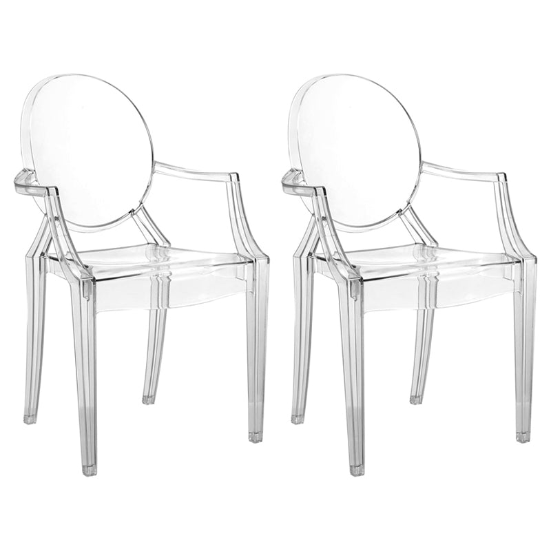 Contemporary Plastic Indoor Open Back Dining Side Chair of 21'' Wide Dining Chair Clear 2 Piece Set Clearhalo ' kitchen&dining_furn' 'Dining Chairs' 'Dining Tables & Seating' 'dining_chair' 'furn' 'furn_dining_chair' 'Furniture' 'furniture_dining_chair' 'Kitchen & Dining Furniture' 'kitchen' 3484960