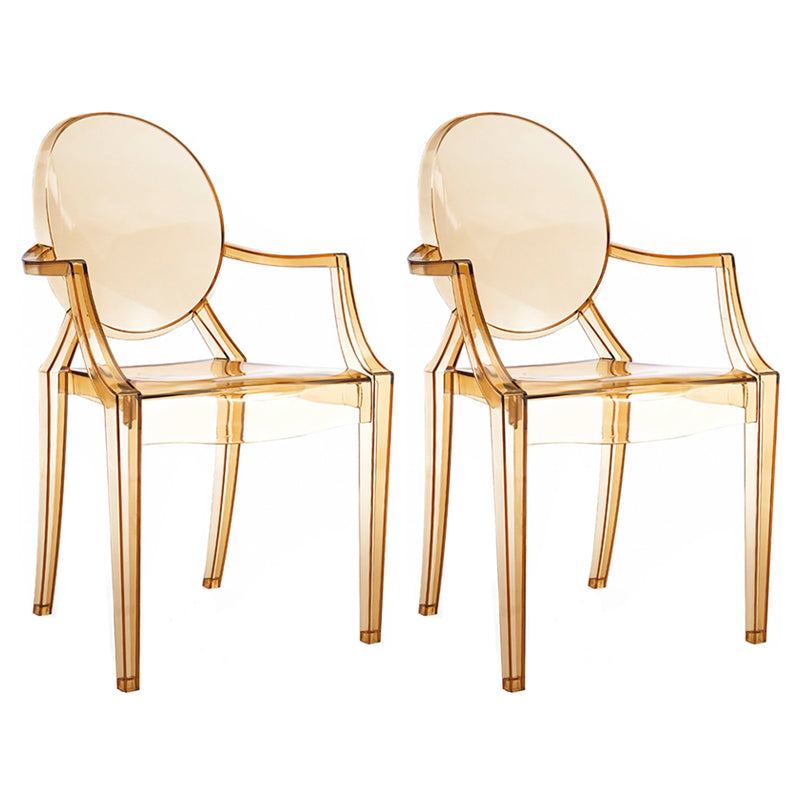 Contemporary Plastic Indoor Open Back Dining Side Chair of 21'' Wide Dining Chair Amber 2 Piece Set Clearhalo ' kitchen&dining_furn' 'Dining Chairs' 'Dining Tables & Seating' 'dining_chair' 'furn' 'furn_dining_chair' 'Furniture' 'furniture_dining_chair' 'Kitchen & Dining Furniture' 'kitchen' 3484963