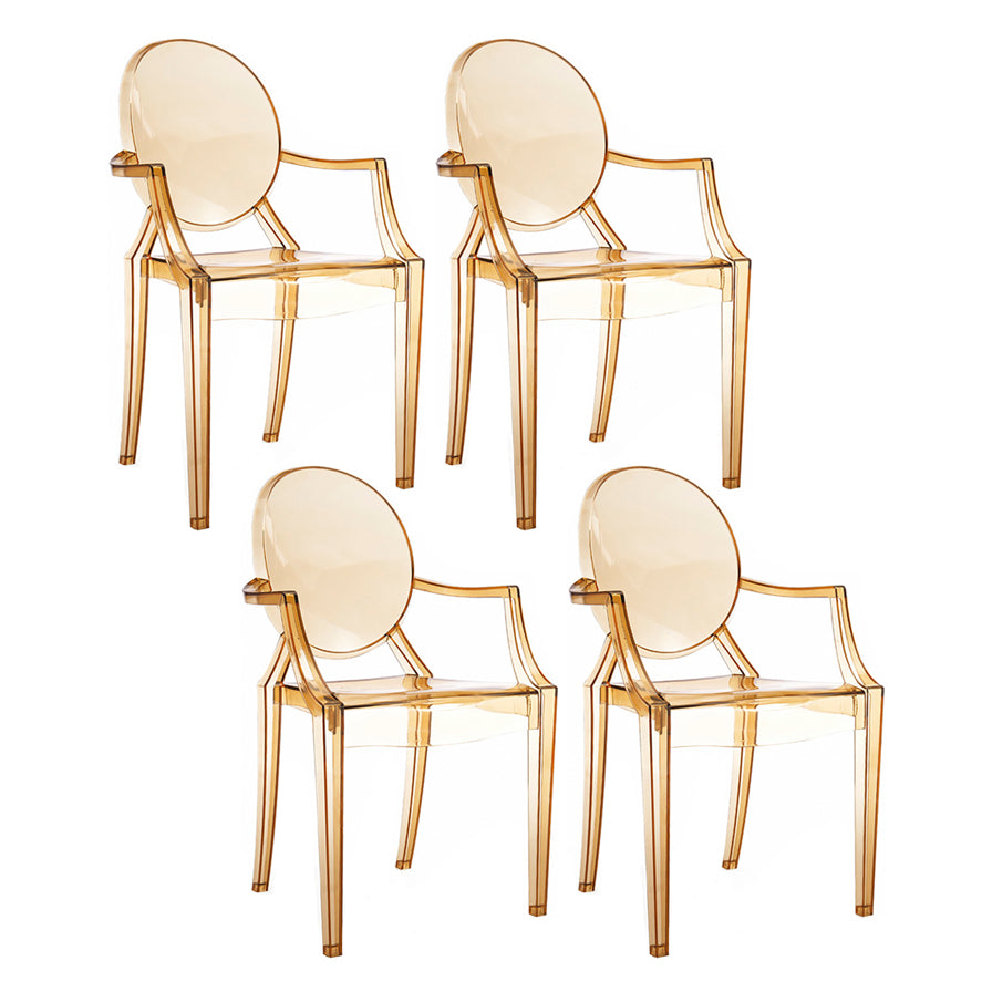 Contemporary Plastic Indoor Open Back Dining Side Chair of 21'' Wide Dining Chair Amber 4 Piece Set Clearhalo ' kitchen&dining_furn' 'Dining Chairs' 'Dining Tables & Seating' 'dining_chair' 'furn' 'furn_dining_chair' 'Furniture' 'furniture_dining_chair' 'Kitchen & Dining Furniture' 'kitchen' 3484964