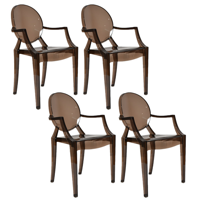 Contemporary Plastic Indoor Open Back Dining Side Chair of 21'' Wide Dining Chair Coffee 4 Piece Set Clearhalo ' kitchen&dining_furn' 'Dining Chairs' 'Dining Tables & Seating' 'dining_chair' 'furn' 'furn_dining_chair' 'Furniture' 'furniture_dining_chair' 'Kitchen & Dining Furniture' 'kitchen' 3484970