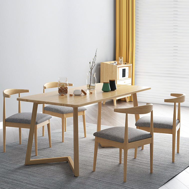Modern Solid Wood Dining Room Set with Rectangle Table Dining Table Furniture for Home Clearhalo 'Dining Room Sets' 'Dining Tables & Seating' 'dining_room_set' 'furn' 'furn_dining_room_set' 'Furniture' 'furniture_dining_room_set' 'Kitchen & Dining Furniture' 'kitchen&dining_furn' 'kitchen' 3484984