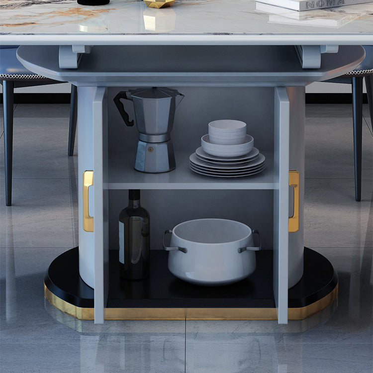 Modern Sintered Stone Dining Room Set with Round Table Space-Saving Design Dining Table Furniture Clearhalo 'Dining Room Sets' 'Dining Tables & Seating' 'dining_room_set' 'furn' 'furn_dining_room_set' 'Furniture' 'furniture_dining_room_set' 'Kitchen & Dining Furniture' 'kitchen&dining_furn' 'kitchen' 3485003