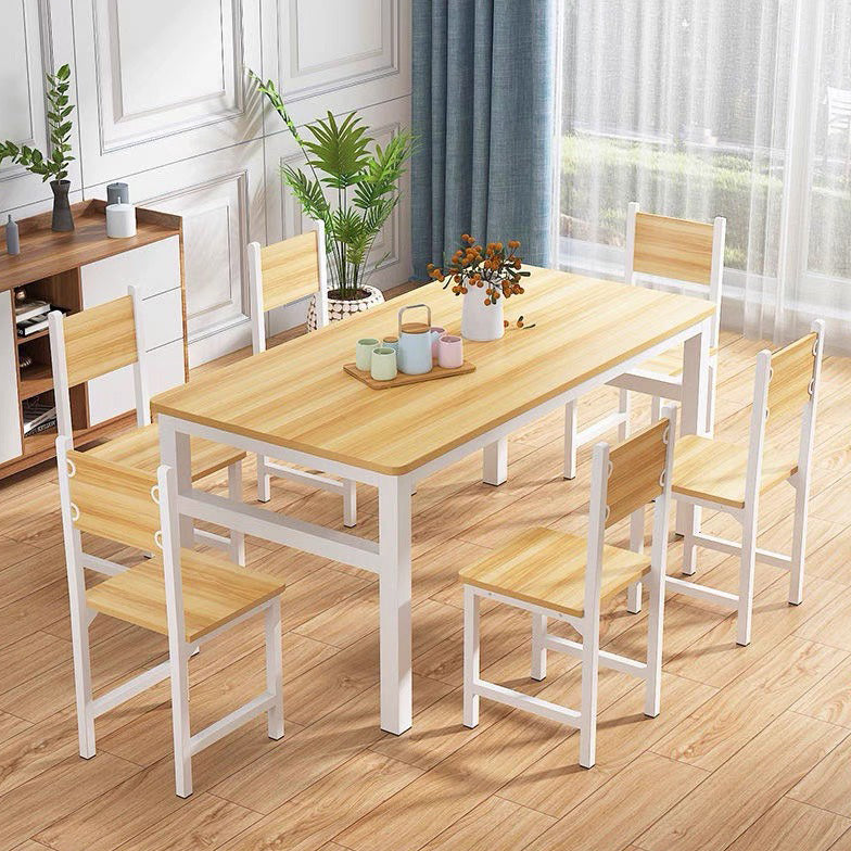 Modern Kitchen Dining Room Set with Wood Top and Double Pedestal Base Furniture for Home Use 7 Piece Set Clearhalo 'Dining Room Sets' 'Dining Tables & Seating' 'dining_room_set' 'furn' 'furn_dining_room_set' 'Furniture' 'furniture_dining_room_set' 'Kitchen & Dining Furniture' 'kitchen&dining_furn' 'kitchen' 3485010