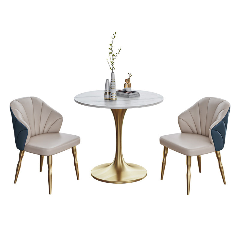 Scandinavian Kitchen Dining Room Set with Sintered Stone Top and Metal Base Dining Set 3 Piece Set Clearhalo 'Dining Room Sets' 'Dining Tables & Seating' 'dining_room_set' 'furn' 'furn_dining_room_set' 'Furniture' 'furniture_dining_room_set' 'Kitchen & Dining Furniture' 'kitchen&dining_furn' 'kitchen' 3485025