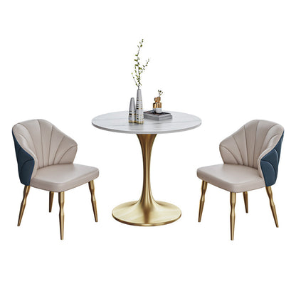 Scandinavian Kitchen Dining Room Set with Sintered Stone Top and Metal Base Dining Set 3 Piece Set Clearhalo 'Dining Room Sets' 'Dining Tables & Seating' 'dining_room_set' 'furn' 'furn_dining_room_set' 'Furniture' 'furniture_dining_room_set' 'Kitchen & Dining Furniture' 'kitchen&dining_furn' 'kitchen' 3485025