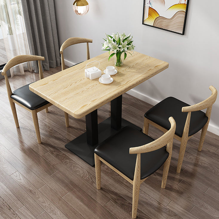 Minimalist Wooden Dining Set Standard Height with Pedestal Base Dining RoomSet for Home Use Black 5 Piece Set Clearhalo 'Dining Room Sets' 'Dining Tables & Seating' 'dining_room_set' 'furn' 'furn_dining_room_set' 'Furniture' 'furniture_dining_room_set' 'Kitchen & Dining Furniture' 'kitchen&dining_furn' 'kitchen' 3485039