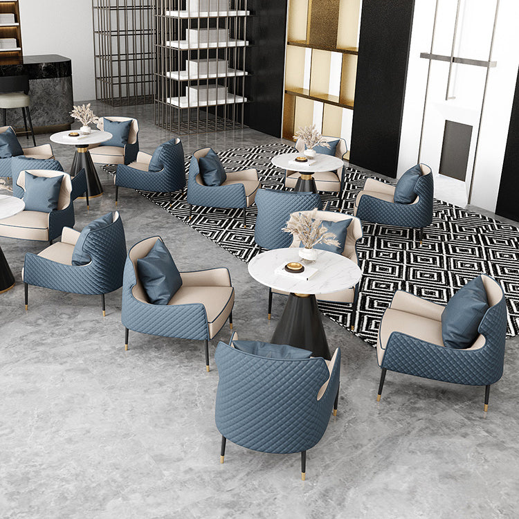 Contemporary Kitchen Dining Room Set with Round Sintered Stone Top Formal Dining Table Furniture Clearhalo 'Dining Room Sets' 'Dining Tables & Seating' 'dining_room_set' 'furn' 'furn_dining_room_set' 'Furniture' 'furniture_dining_room_set' 'Kitchen & Dining Furniture' 'kitchen&dining_furn' 'kitchen' 3485051