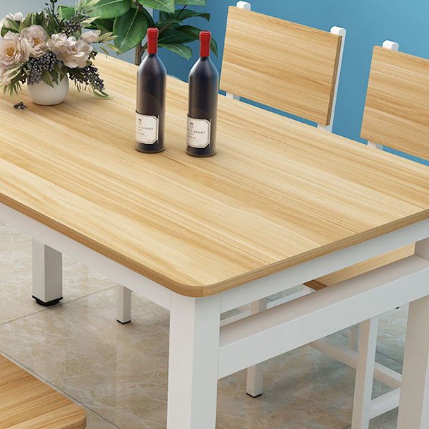 Minimalist Wooden Dining Room Set with White Base Formal Dining Table Furniture Clearhalo 'Dining Room Sets' 'Dining Tables & Seating' 'dining_room_set' 'furn' 'furn_dining_room_set' 'Furniture' 'furniture_dining_room_set' 'Kitchen & Dining Furniture' 'kitchen&dining_furn' 'kitchen' 3485065