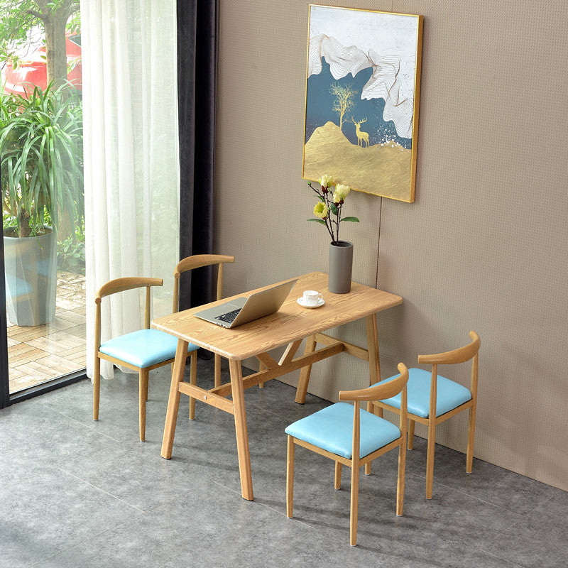 Modern Wooden Dining Room Set with Rectangle Top and Trestle Base Furniture Blue 5 Piece Set Clearhalo 'Dining Room Sets' 'Dining Tables & Seating' 'dining_room_set' 'furn' 'furn_dining_room_set' 'Furniture' 'furniture_dining_room_set' 'Kitchen & Dining Furniture' 'kitchen&dining_furn' 'kitchen' 3485072