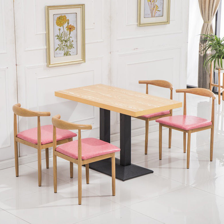 Modern Kitchen Dining Room Set with Wooden Top and Black Base Dining Furniture Set Pink 5 Piece Set Clearhalo 'Dining Room Sets' 'Dining Tables & Seating' 'dining_room_set' 'furn' 'furn_dining_room_set' 'Furniture' 'furniture_dining_room_set' 'Kitchen & Dining Furniture' 'kitchen&dining_furn' 'kitchen' 3485085