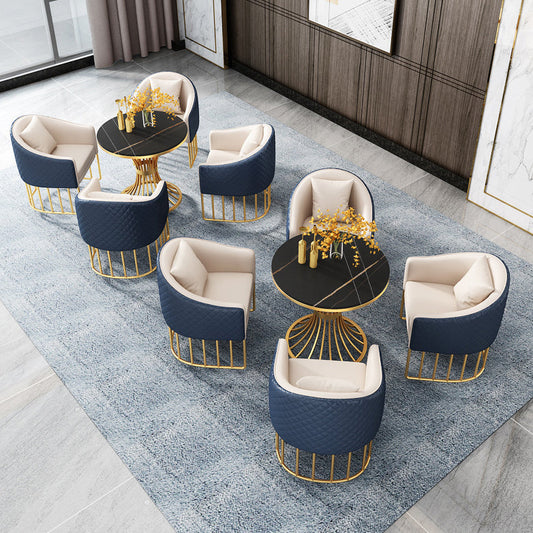 Glam Style Dining Room Set Standard Height with Pedestal Base Dining Furniture Clearhalo 'Dining Room Sets' 'Dining Tables & Seating' 'dining_room_set' 'furn' 'furn_dining_room_set' 'Furniture' 'furniture_dining_room_set' 'Kitchen & Dining Furniture' 'kitchen&dining_furn' 'kitchen' 3485100