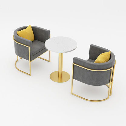 Glam Sintered Stone Dining Table Set with Round Top Pedestal Base Dining Furniture for Home Use 3 Piece Set Clearhalo 'Dining Room Sets' 'Dining Tables & Seating' 'dining_room_set' 'furn' 'furn_dining_room_set' 'Furniture' 'furniture_dining_room_set' 'Kitchen & Dining Furniture' 'kitchen&dining_furn' 'kitchen' 3485117