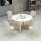 Nordic Sintered Stone Dining Room Set Standard Height with Double Pedestal Base Dining Set Clearhalo 'Dining Room Sets' 'Dining Tables & Seating' 'dining_room_set' 'furn' 'furn_dining_room_set' 'Furniture' 'furniture_dining_room_set' 'Kitchen & Dining Furniture' 'kitchen&dining_furn' 'kitchen' 3485123