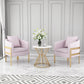 Nordic Dining Room Set with Round Sintered Stone Top and Pedestal Base Dining Furniture Pink 3 Piece Set Clearhalo 'Dining Room Sets' 'Dining Tables & Seating' 'dining_room_set' 'furn' 'furn_dining_room_set' 'Furniture' 'furniture_dining_room_set' 'Kitchen & Dining Furniture' 'kitchen&dining_furn' 'kitchen' 3485148